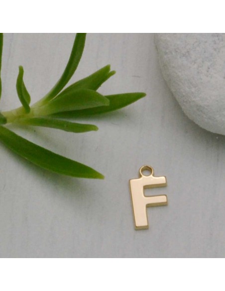 Ciondolo lettera F in Argento 925 placcato oro 9 mm 1pz Gioie d'Oriente
