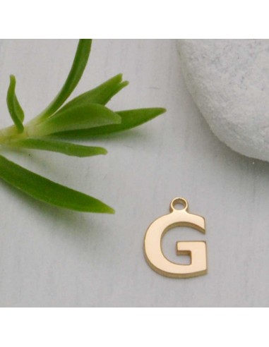 Ciondolo lettera G in Argento 925 placcato oro 9 mm 1pz Gioie d'Oriente