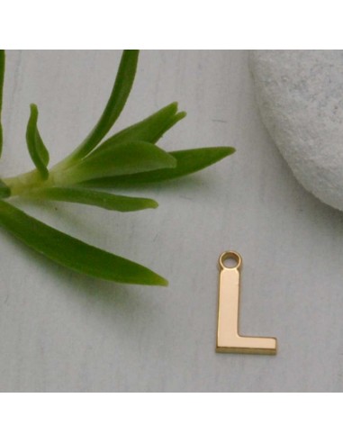Ciondolo lettera L in Argento 925 placcato oro 9 mm 1pz Gioie d'Oriente