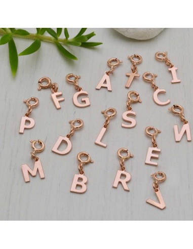 lettere alfabeto in argento 925  Pendente Lettere placcato oro rosa clip su Charms per braccialetti collana