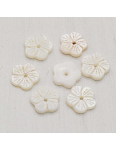 2 pz  fiore di madreperla a Petali incisi foro centrale bianco fai da te