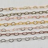 Catena maglia cuore in ottone anelli piatta saldati 3 x 4.2 mm 1 MT colore varia per le tue creazioni