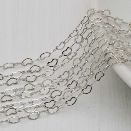 Catena maglia cuore in ottone anelli piatti saldati 3 x 4.2 mm 1 mt Gioie d'Oriente