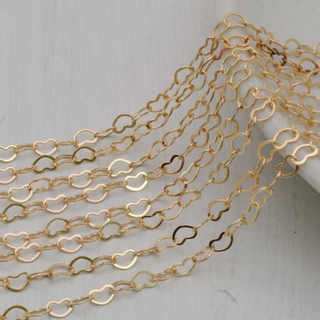 Catena maglia cuore in ottone anelli piatti saldati 3 x 4.2 mm 1 mt Gioie d'Oriente
