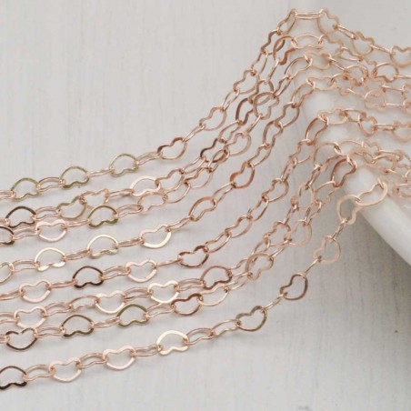 Catena maglia cuore in ottone anelli piatti saldati 3 x 4.2 mm 1 mt Gioie d'Oriente