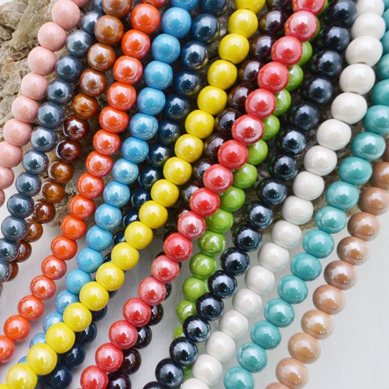 perla in ceramica 6 mm tondo smaltata 65 pz per bijoux collana braccia orecchini