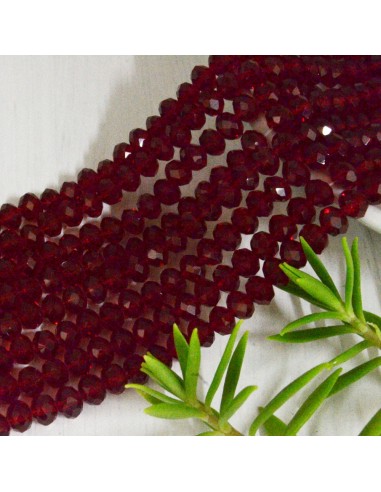 Filo di Mezzi Cristalli Bordò Trasparente Rondelle Cipollotti 4.5x6mm Sfaccettati Briolette circa 90pz GDO | Gioie d'Oriente