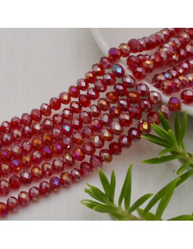 Filo di Mezzi Cristalli Bordò AB Rondelle Cipollotti 4.5x6mm Sfaccettati Briolette circa 90pz GDO | Gioie d'Oriente