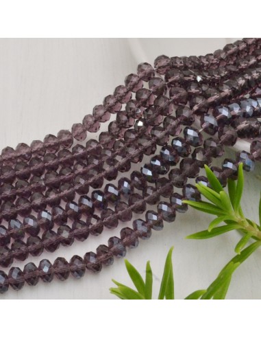 Filo di Mezzi Cristalli Viola Rondelle Cipollotti 4.5x6mm Sfaccettati Briolette circa 90pz GDO | Gioie d'Oriente