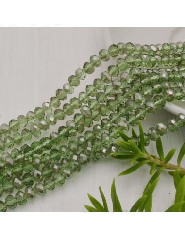Filo di Mezzi Cristalli Verde Ghiaccio Rondelle Cipollotti 4.5x6mm Sfaccettati Briolette circa 90pz GDO | Gioie d'Oriente