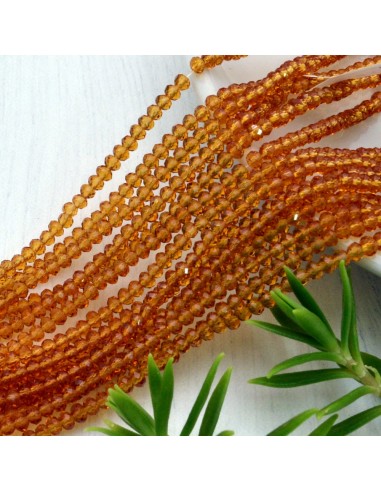 Filo di Mezzi Cristalli Marrone Chiaro Rondelle 2x3mm Sfaccettati Briolette 200pz GDO | Gioie d'Oriente