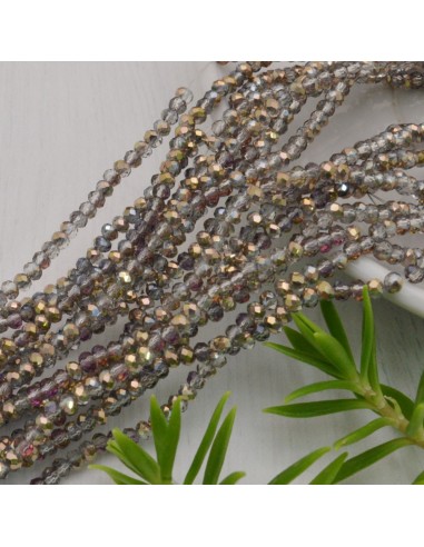 Filo di Mezzi Cristalli Fumé Rondelle 2x3mm Sfaccettati Briolette 200pz GDO | Gioie d'Oriente