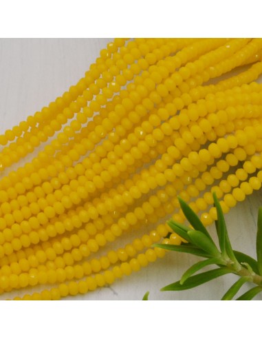 Filo di Mezzi Cristalli Giallo Rondelle 2x3mm Sfaccettati Briolette 200pz GDO | Gioie d'Oriente
