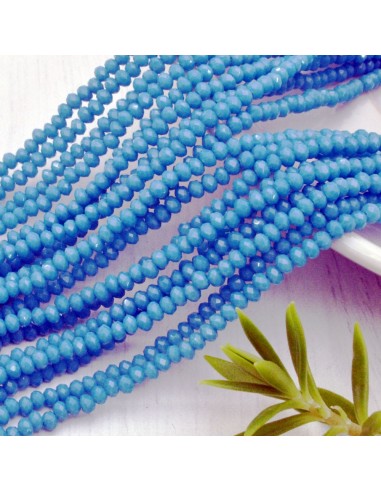 Filo di Mezzi Cristalli Azzurro Rondelle 2x3mm Sfaccettati Briolette 200pz GDO | Gioie d'Oriente