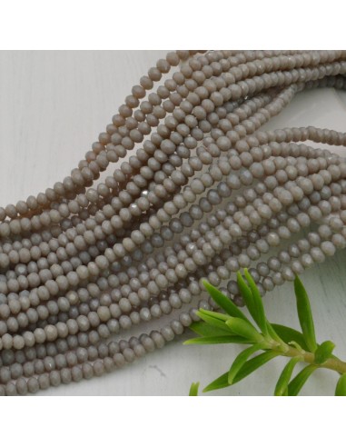Filo di Mezzi Cristalli Grigio Rondelle 2x3mm Sfaccettati Briolette 200pz GDO | Gioie d'Oriente