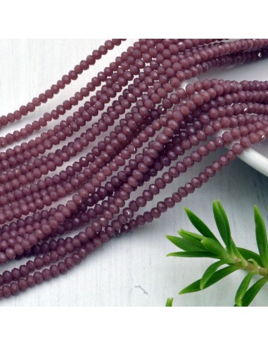 Filo di Mezzi Cristalli Viola Scuro Rondelle 2x3mm Sfaccettati Briolette 200pz GDO | Gioie d'Oriente