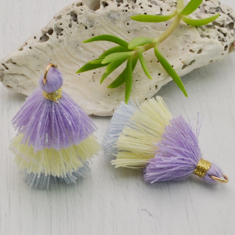 Nappina tricolore in cotone  lilla - giallo - azzurro 33mm | Gioie d'Oriente