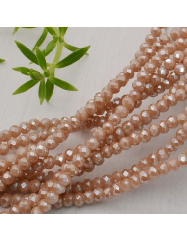 Filo di Cipollotti in cristallo3x4mm col beige  AB 150 pz GDO