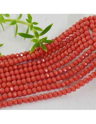 Filo di Mezzi Cristalli Rosa Arancione Rondelle 3x4mm Sfaccettati Briolette 125-145pz GDO | Gioie d'Oriente