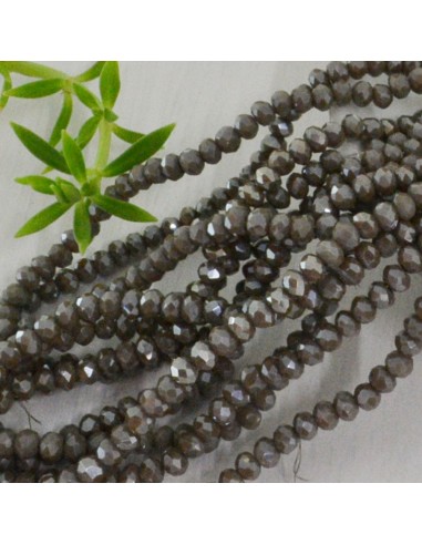 Filo di Mezzi Cristalli Marrone Cammello Rondelle 3x4mm Sfaccettati Briolette 125-145pz GDO | Gioie d'Oriente