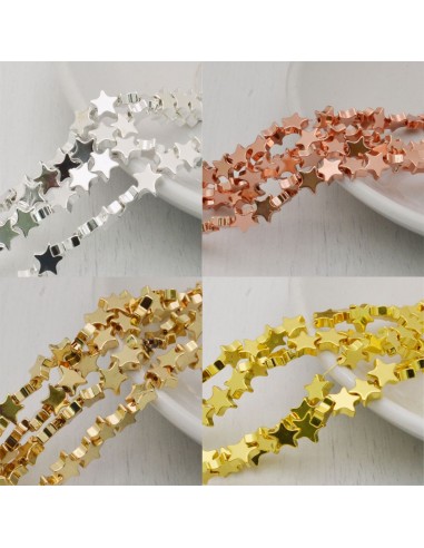 perle ematite stella distanziatore stalle 6 mm placcato colore filo 40 cm