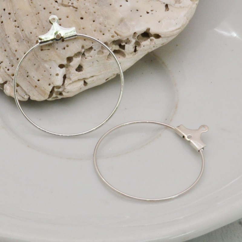 Base orecchini cerchio sottile in ottone argento e oro 40 mm filo 0.7 mm 4pz Gioie d'Oriente