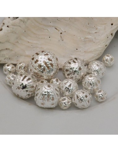 DISTANZIATORI pallina  filigranate col argento in metallo  per bigiotteria