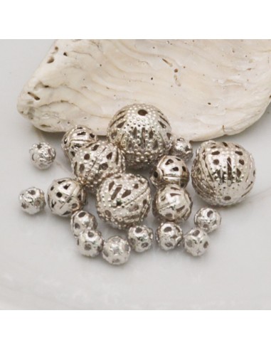 DISTANZIATORI pallina filigranate col argento in ottone per gioielli