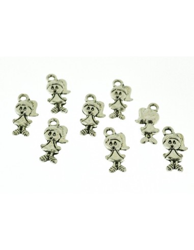 Ciondoli bambine argento in metallo 7x16mm 8pz Gioie d'Oriente