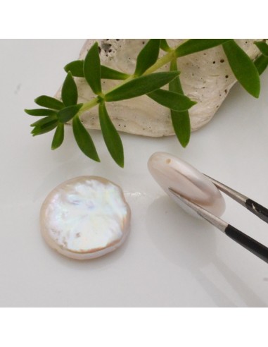 1 PZ COMPONENTI PERLE DI FIUME BIANCHE DISCO IRREGOLARE 20 MM