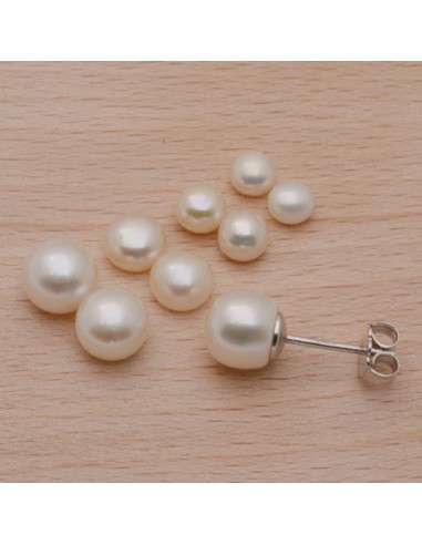 Coppia perle di fiume bianco mezzo foro fondo piatto da incollare per fai da te