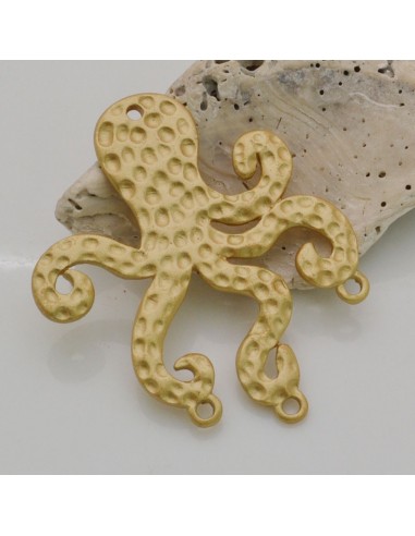 1 PZ ciondolo in ZAMA forma polipo con 3 anellini per ciondoli 40 x 50 mm col oro per fai da te
