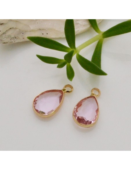Charm di Cristalli a Forma di Gocce con Base Oro 7.5x14mm 1pz | GDO