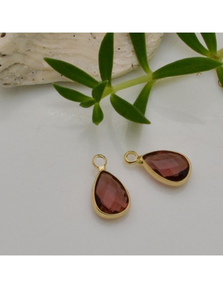 Charm di Cristalli a Forma di Gocce con Base Oro 7.5x14mm 1pz | GDO