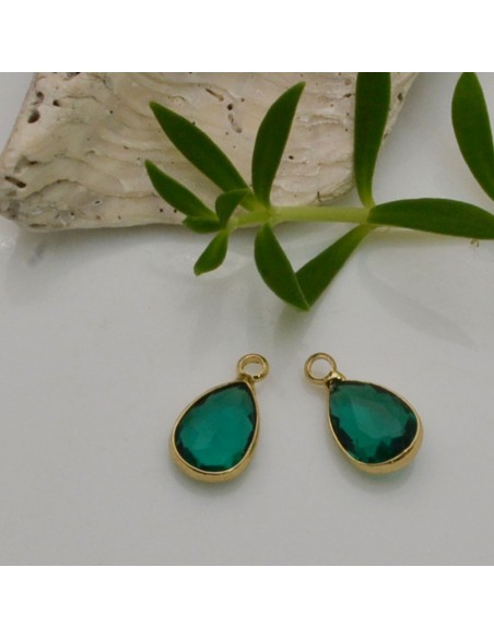 Charm di Cristalli a Forma di Gocce con Base Oro 7.5x14mm 1pz | GDO