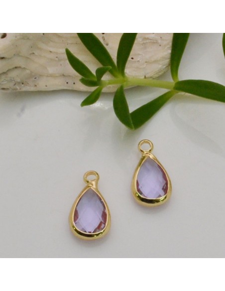 Charm di Cristalli a Forma di Gocce con Base Oro 7.5x14mm 1pz | GDO