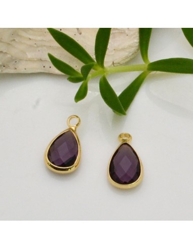 Charm di Cristalli a Forma di Gocce con Base Oro 7.5x14mm 1pz | GDO