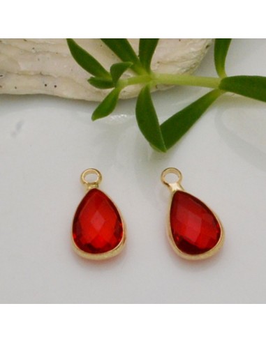 Charm di Cristalli a Forma di Gocce con Base Oro 7.5x14mm 1pz | GDO