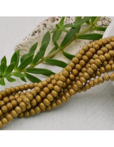 Filo di Mezzi Cristalli Senape Rondelle 3x4mm Sfaccettati Briolette 125 a 140pz GDO | Gioie d'Oriente