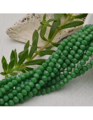 Filo di Mezzi Cristalli Verde Pieno Rondelle 3x4mm Sfaccettati Briolette 125 a 145pz GDO | Gioie d'Oriente