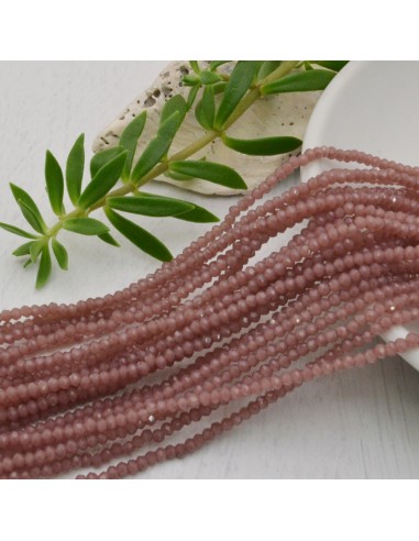 cristalli 1.5 x 2.5 mm sfaccettati cipollotti rondelle rosa lilla  filo circa 180 pz GDO