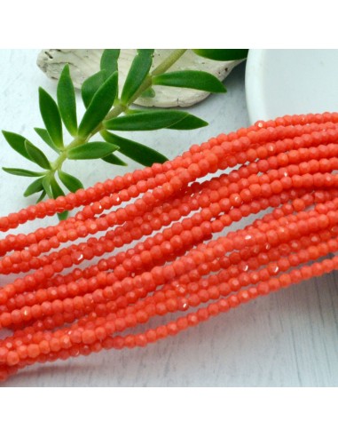 cristalli 1.5 x 2.5 mm sfaccettati cipollotti rondelle rosso arancione filo circa 180 pz GDO