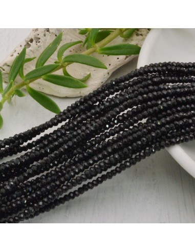 cristalli 1.5 x 2.5 mm sfaccettati cipollotti rondelle nero filo circa 180 pz GDO Gioie d'Oriente.