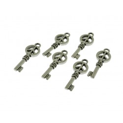 Ciondoli chiave pace argento in metallo 26x9 mm 6pz Gioie d'Oriente