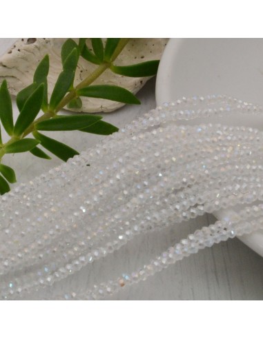 cristalli 1.5 x 2.5 mm sfaccettati cipollotti rondelle trasparente AB  filo circa 180 pz GDO Gioie d'Oriente.