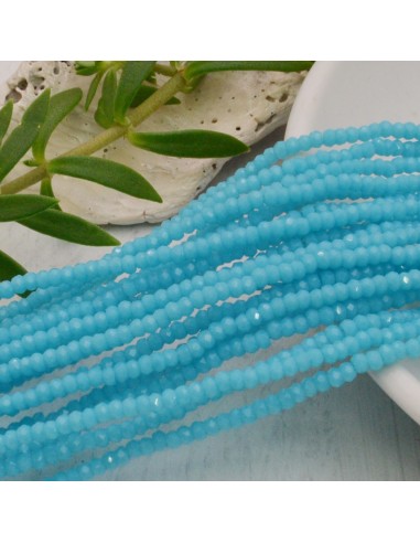 cristalli 1.5 x 2.5 mm sfaccettati cipollotti rondelle COL TURCHESE CHIARO filo circa 180 pz  GDO Gioie d'Oriente
