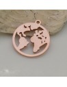 Ciondolo pianeta Terra piatto in acciaio 18x20 mm 1pz colore oro rosa Gioie d'Oriente