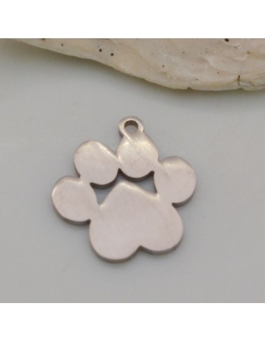 Ciondolo impronta zampa in acciaio inossidabile 14x17 mm 1pz colore rodio Gioie d'Oriente