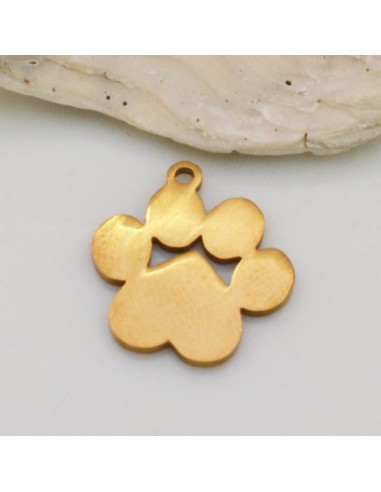 Ciondolo impronta zampa in acciaio inossidabile 14x17 mm 1pz colore oro Gioie d'Oriente