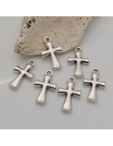 Ciondoli croce filo liscio argento 12x19.5mm 6pz Gioie d'Oriente